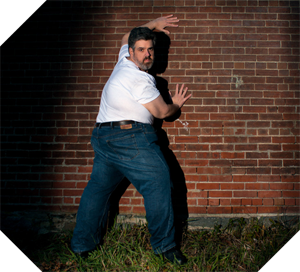 fashion style shot resembling a police spotlight 