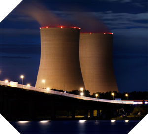 nuclear cooling towers taken at dusk