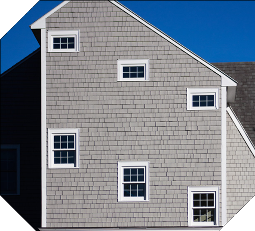 gray building with red door