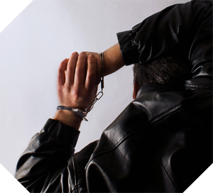 fashion style shot with leather jacket and handcuffs